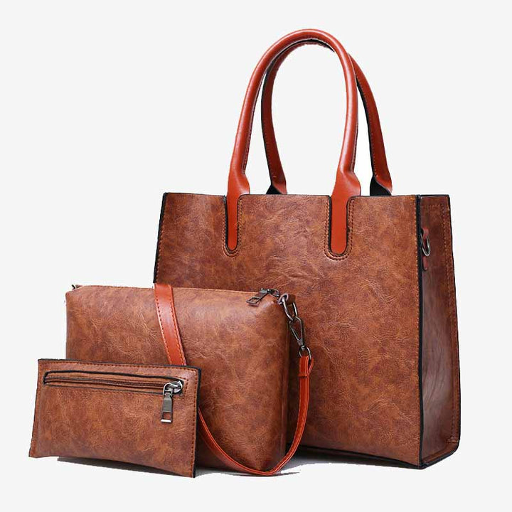 Klassische Business-Tragetasche für Damen, Pendler-Ledertaschen-Set