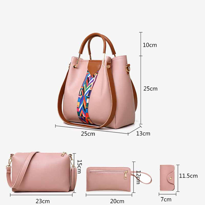 4-teiliges Taschenset mit robustem Griff, elegante Umhängetasche