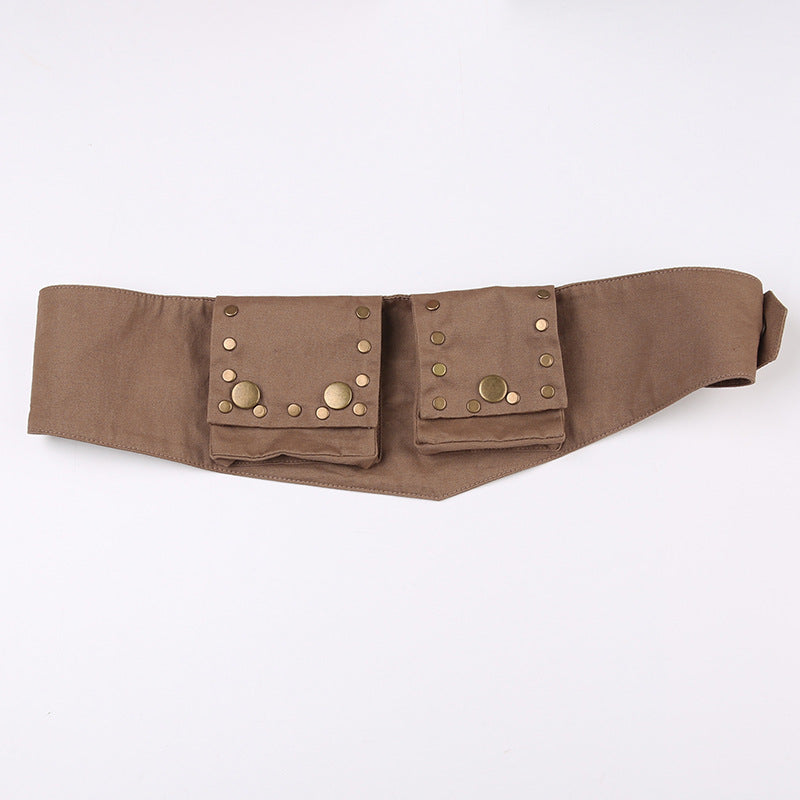 Damen Gürteltasche mit Nieten, Western-Retro-Gürteltasche mit Nietenschnalle