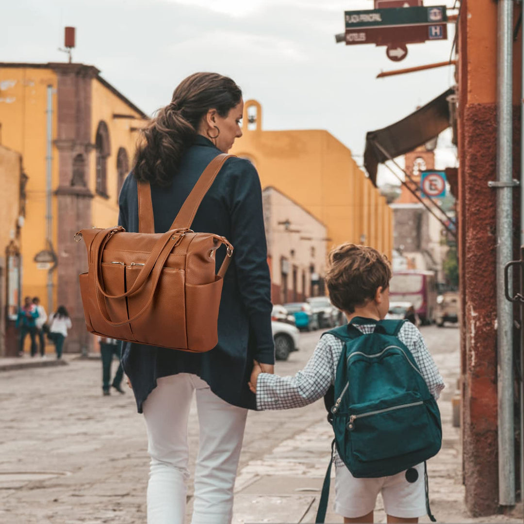 Multifunktionale Tragetasche für Mama, verstellbarer großer Retro-Rucksack für Damen