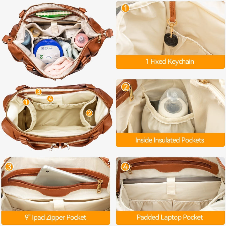 Multifunktionale Tragetasche für Mama, verstellbarer großer Retro-Rucksack für Damen