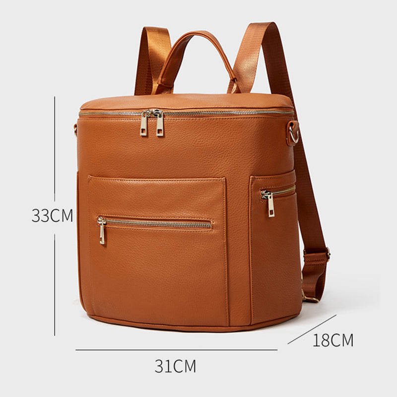 Multifunktionaler, umwandelbarer Rucksack aus braunem Leder für den Weekender