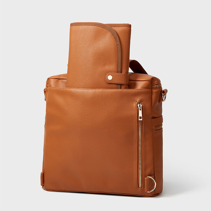 Multifunktionaler, umwandelbarer Rucksack aus braunem Leder für den Weekender
