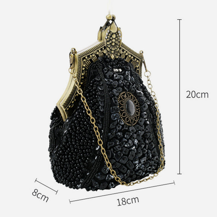 Mini Abendtasche Vintage Stickerei Perlentasche für Frauen