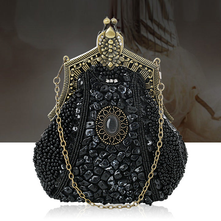 Mini Abendtasche Vintage Stickerei Perlentasche für Frauen