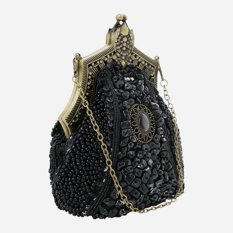 Mini Abendtasche Vintage Stickerei Perlentasche für Frauen