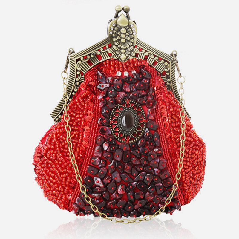 Mini Abendtasche Vintage Stickerei Perlentasche für Frauen