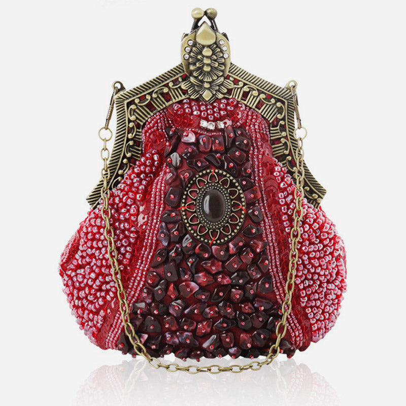 Mini Abendtasche Vintage Stickerei Perlentasche für Frauen