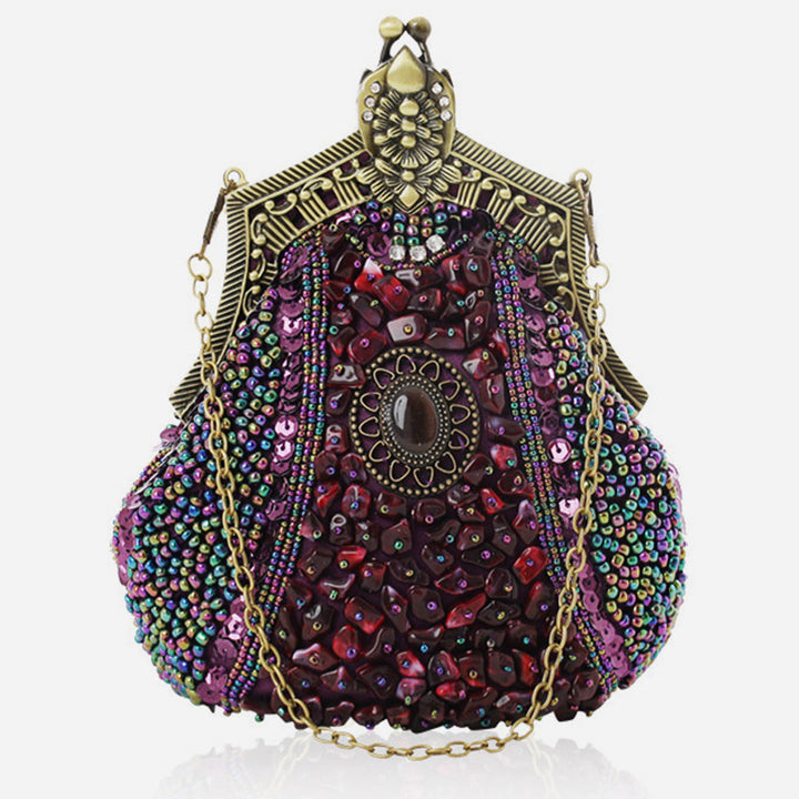 Mini Abendtasche Vintage Stickerei Perlentasche für Frauen