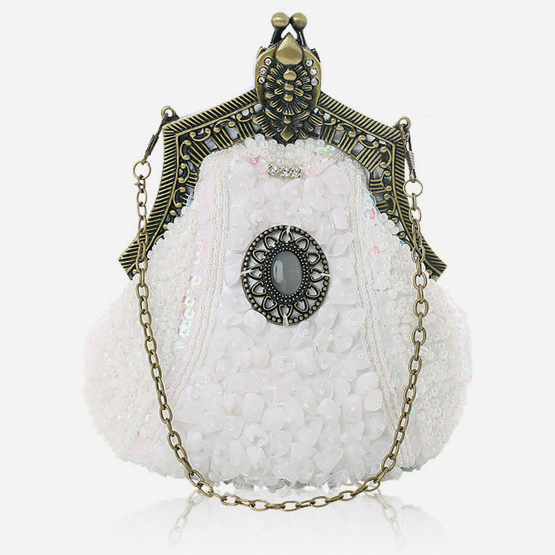 Mini Abendtasche Vintage Stickerei Perlentasche für Frauen