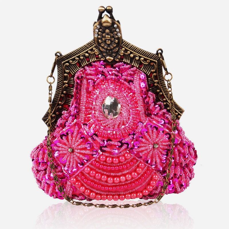 Mini Abendtasche Vintage Stickerei Perlentasche für Frauen
