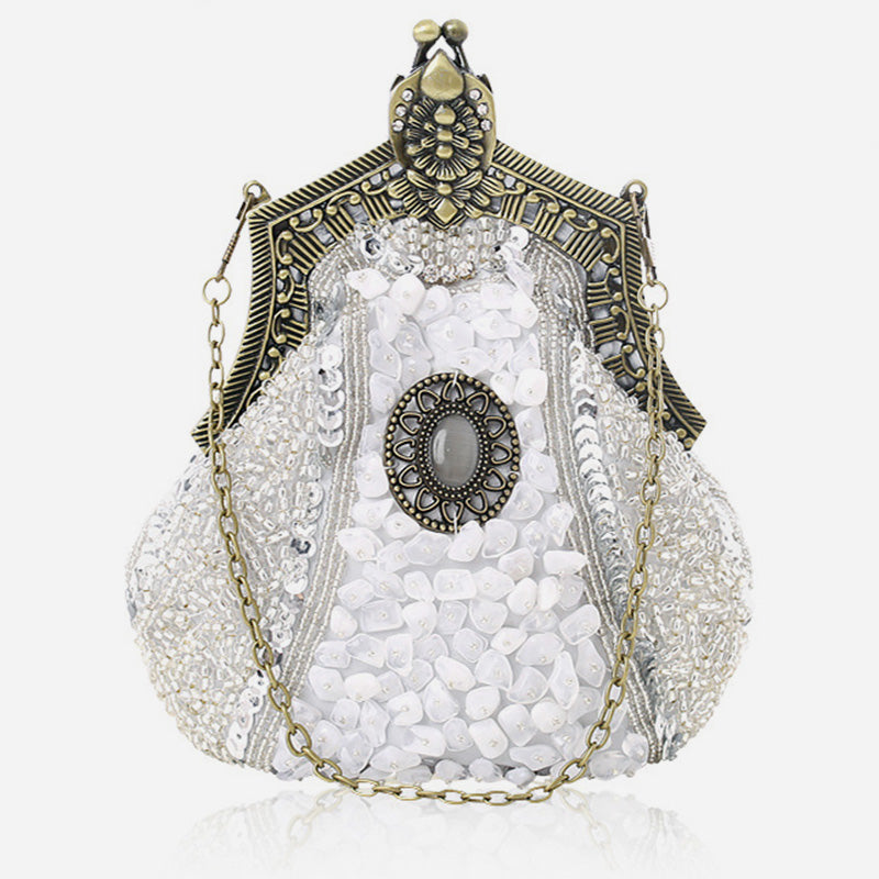 Mini Abendtasche Vintage Stickerei Perlentasche für Frauen