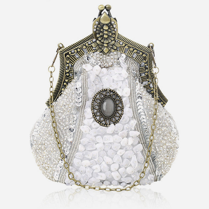 Mini Abendtasche Vintage Stickerei Perlentasche für Frauen