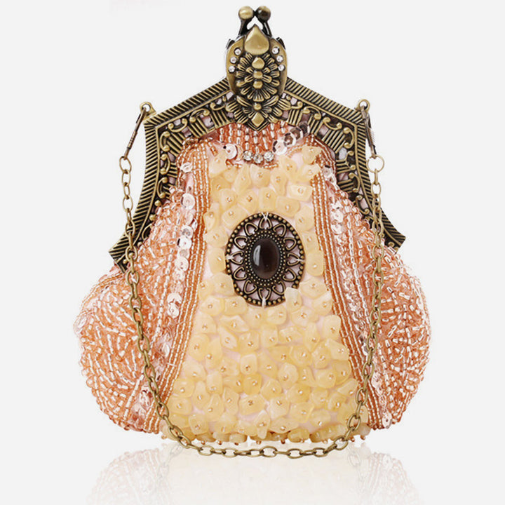 Mini Abendtasche Vintage Stickerei Perlentasche für Frauen