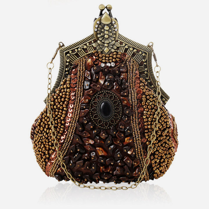 Mini Abendtasche Vintage Stickerei Perlentasche für Frauen