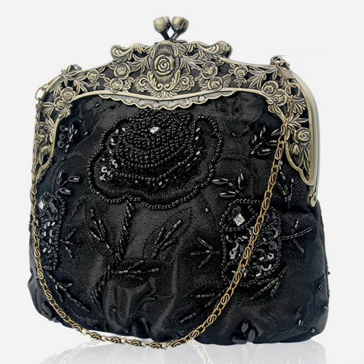 Pailletten Abendtasche Blumen bestickt elegante Clutch für Frauen