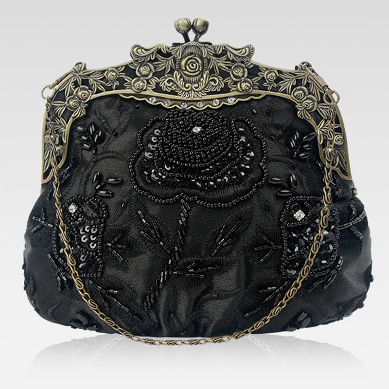 Pailletten Abendtasche Blumen bestickt elegante Clutch für Frauen