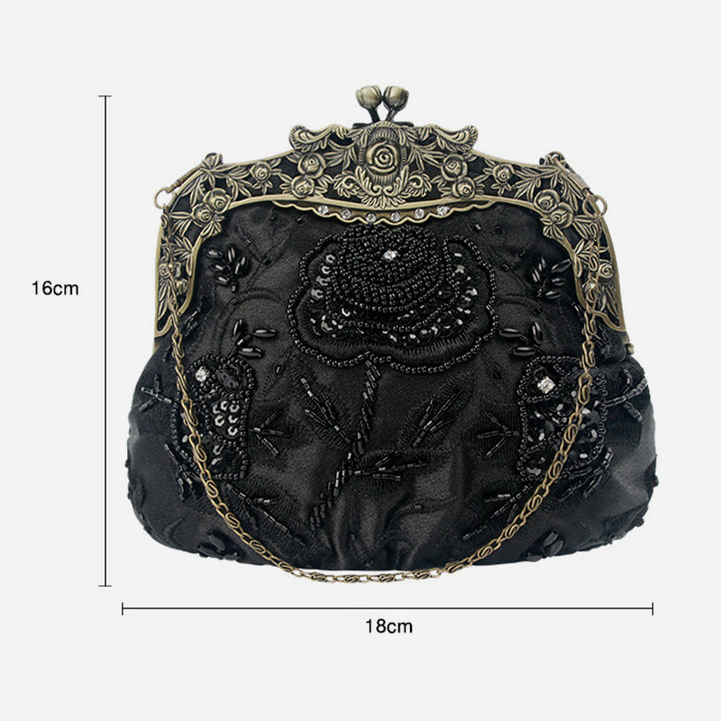 Pailletten Abendtasche Blumen bestickt elegante Clutch für Frauen