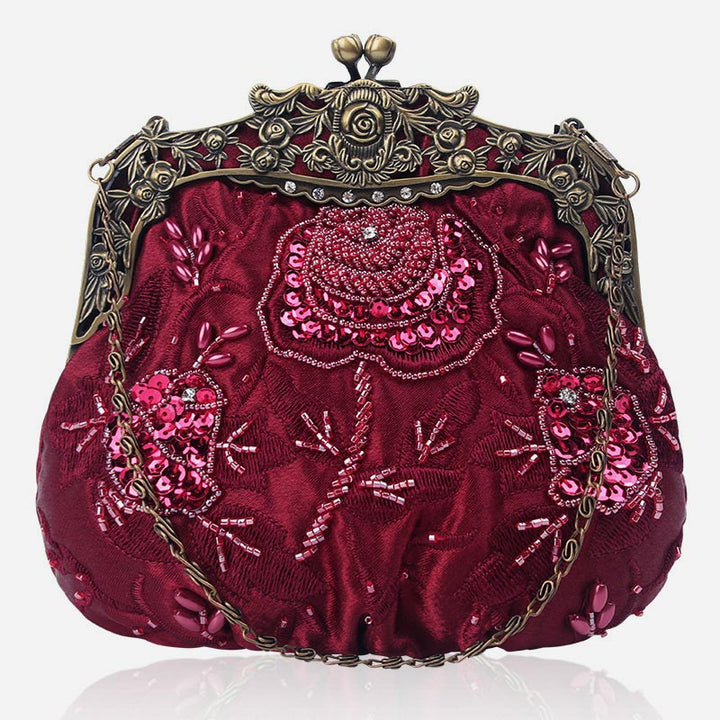Pailletten Abendtasche Blumen bestickt elegante Clutch für Frauen