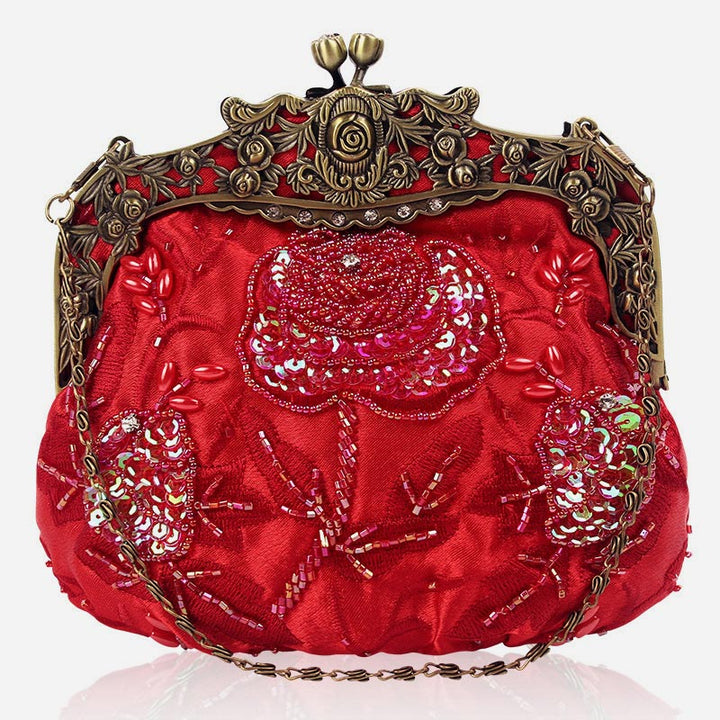 Pailletten Abendtasche Blumen bestickt elegante Clutch für Frauen
