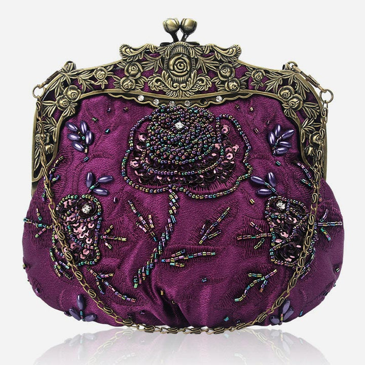 Pailletten Abendtasche Blumen bestickt elegante Clutch für Frauen