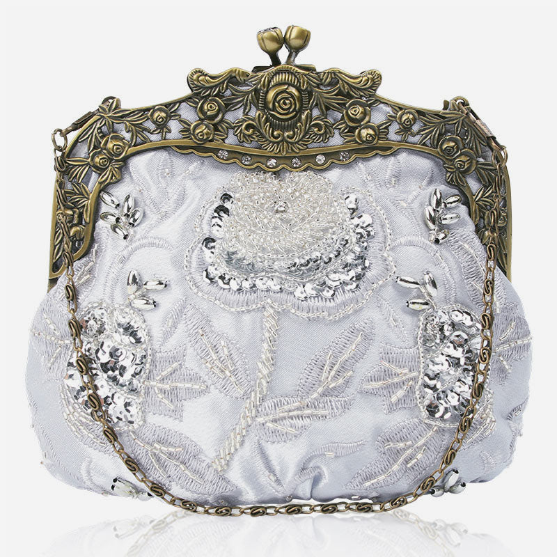 Pailletten Abendtasche Blumen bestickt elegante Clutch für Frauen