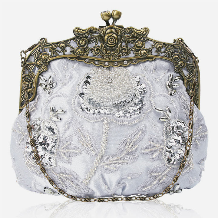 Pailletten Abendtasche Blumen bestickt elegante Clutch für Frauen