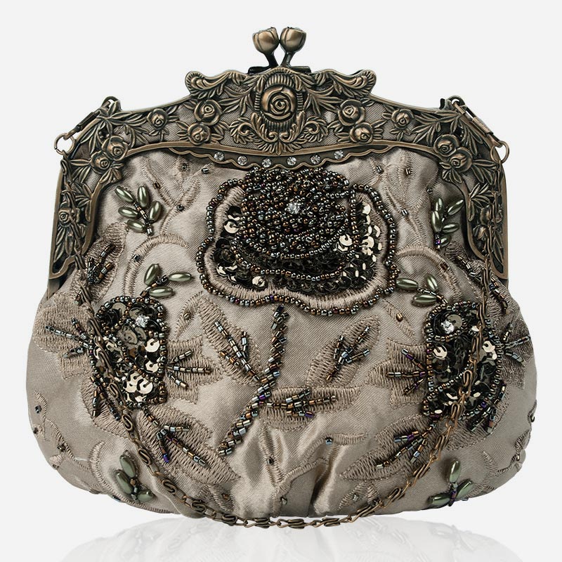 Pailletten Abendtasche Blumen bestickt elegante Clutch für Frauen