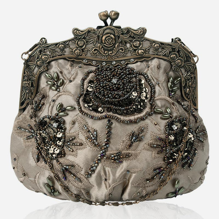 Pailletten Abendtasche Blumen bestickt elegante Clutch für Frauen