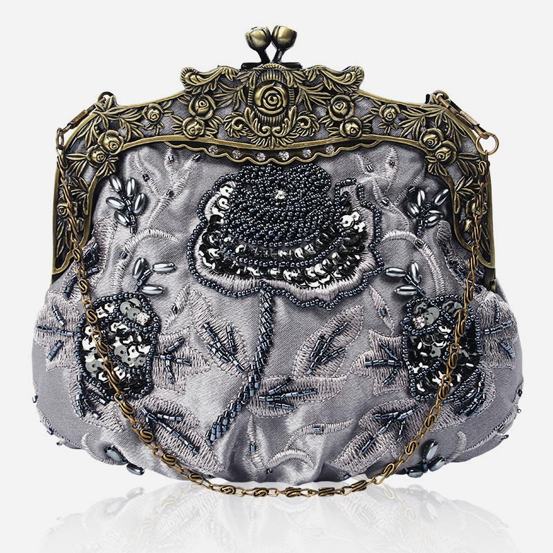 Pailletten Abendtasche Blumen bestickt elegante Clutch für Frauen