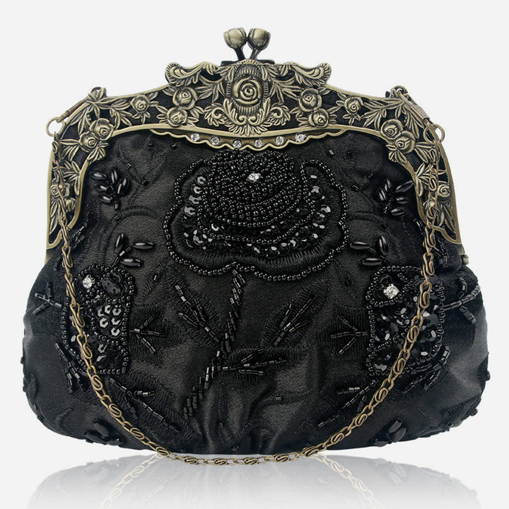 Pailletten Abendtasche Blumen bestickt elegante Clutch für Frauen