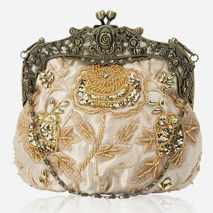 Pailletten Abendtasche Blumen bestickt elegante Clutch für Frauen