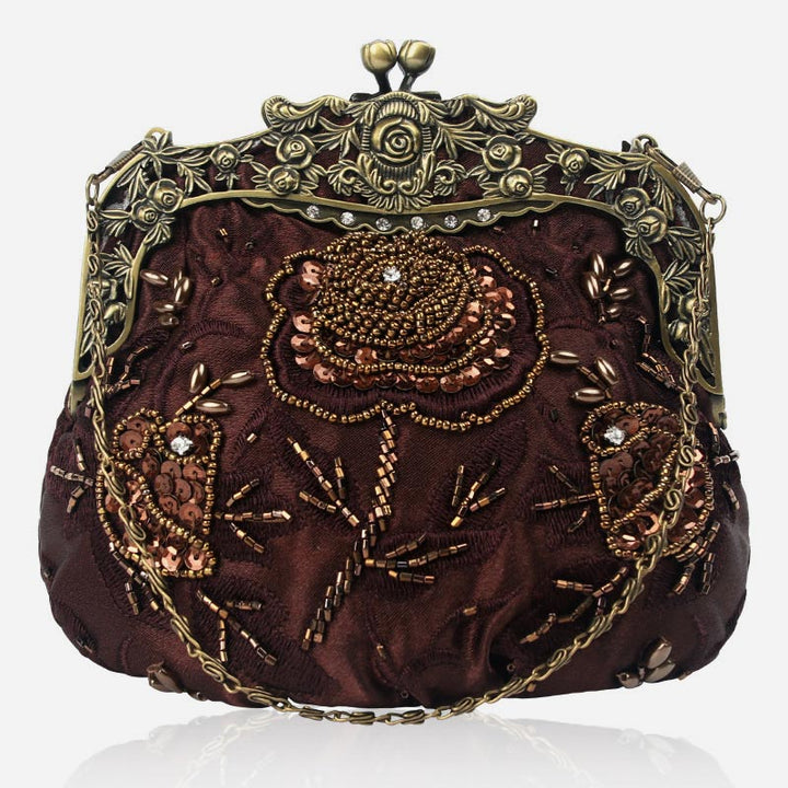Pailletten Abendtasche Blumen bestickt elegante Clutch für Frauen