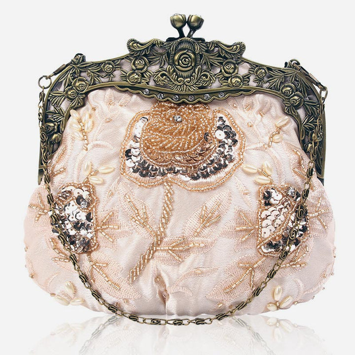 Pailletten Abendtasche Blumen bestickt elegante Clutch für Frauen