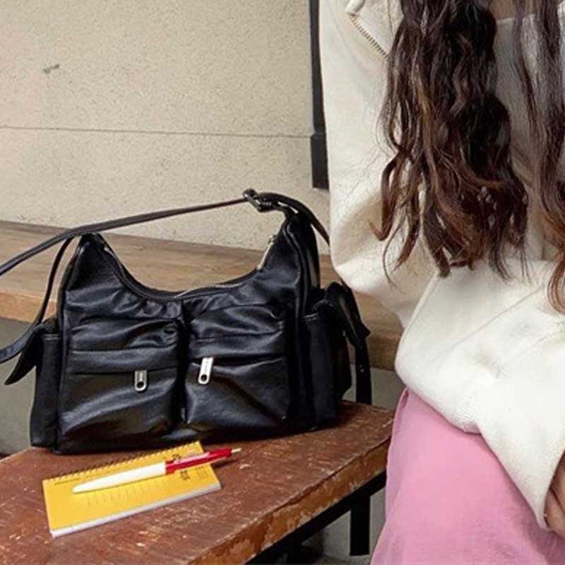 Horizontale Umhängetasche für Damen mit mehreren Taschen, minimalistische Unterarmtasche