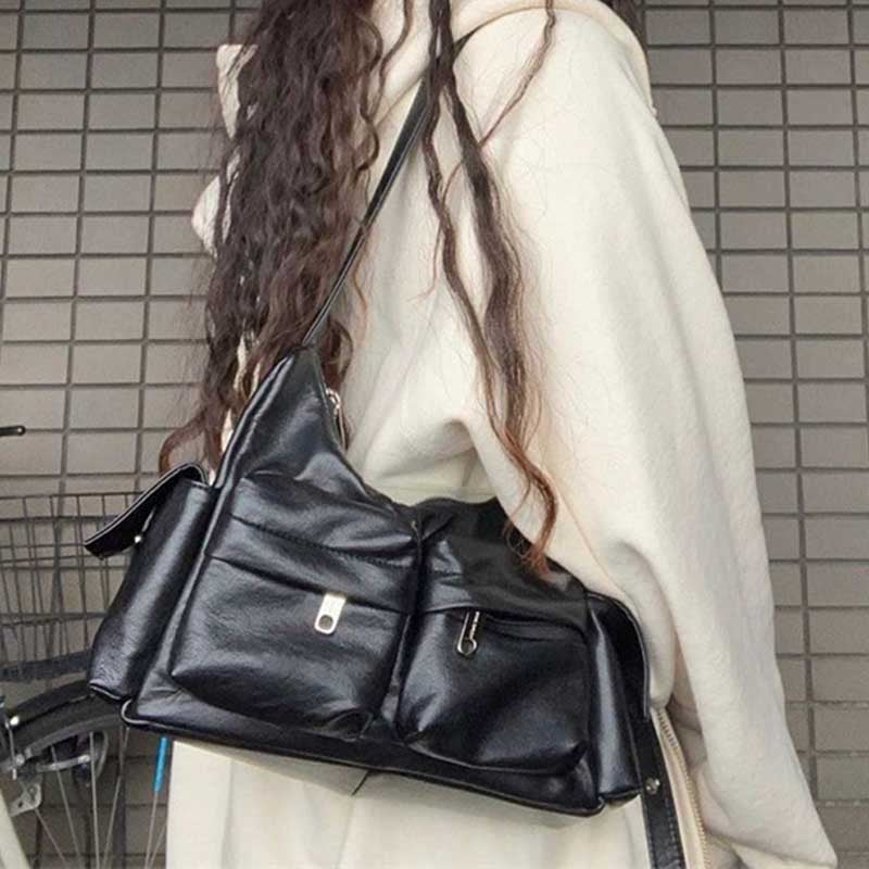 Horizontale Umhängetasche für Damen mit mehreren Taschen, minimalistische Unterarmtasche