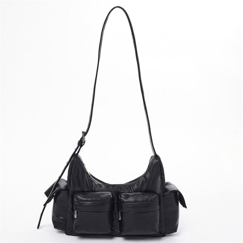 Horizontale Umhängetasche für Damen mit mehreren Taschen, minimalistische Unterarmtasche