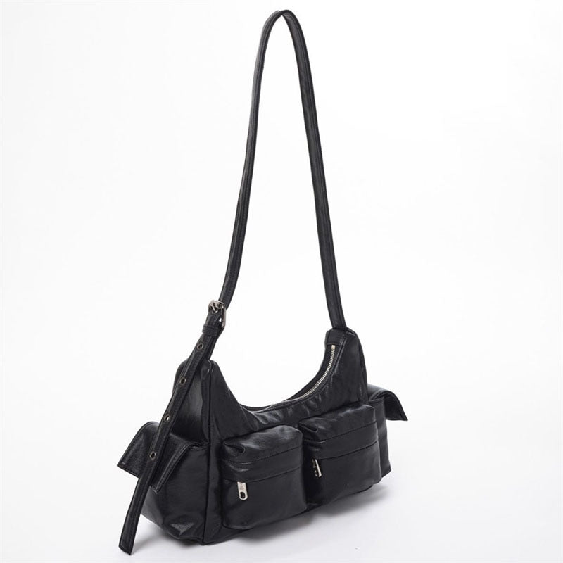 Horizontale Umhängetasche für Damen mit mehreren Taschen, minimalistische Unterarmtasche