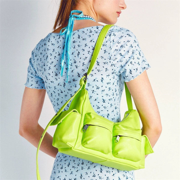 Horizontale Umhängetasche für Damen mit mehreren Taschen, minimalistische Unterarmtasche