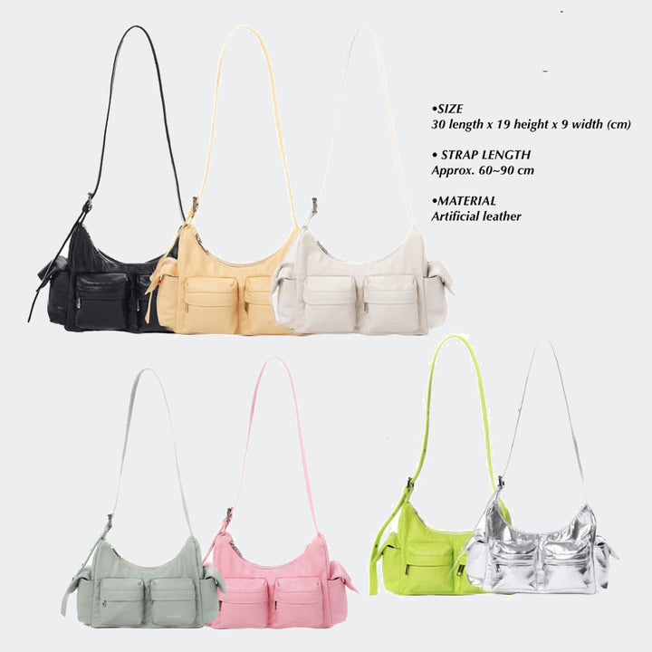 Horizontale Umhängetasche für Damen mit mehreren Taschen, minimalistische Unterarmtasche