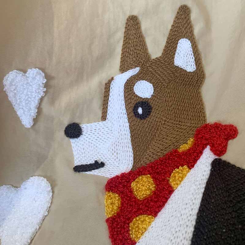 Süße Handtasche mit Hundestickerei, langlebige Umhängetasche mit Kordelzug für Damen