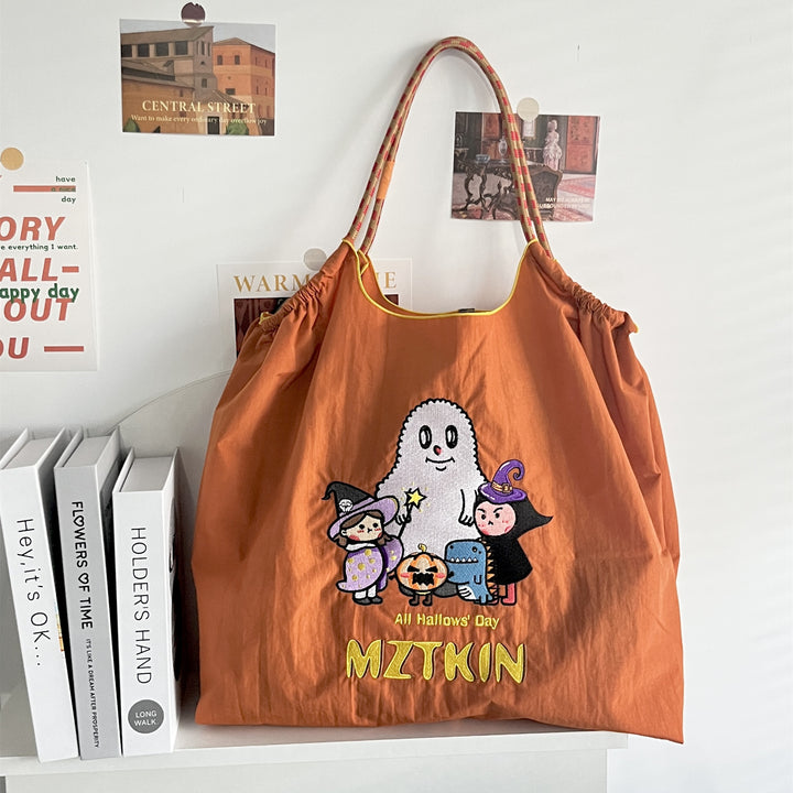 Süße Handtasche mit Hundestickerei, langlebige Umhängetasche mit Kordelzug für Damen