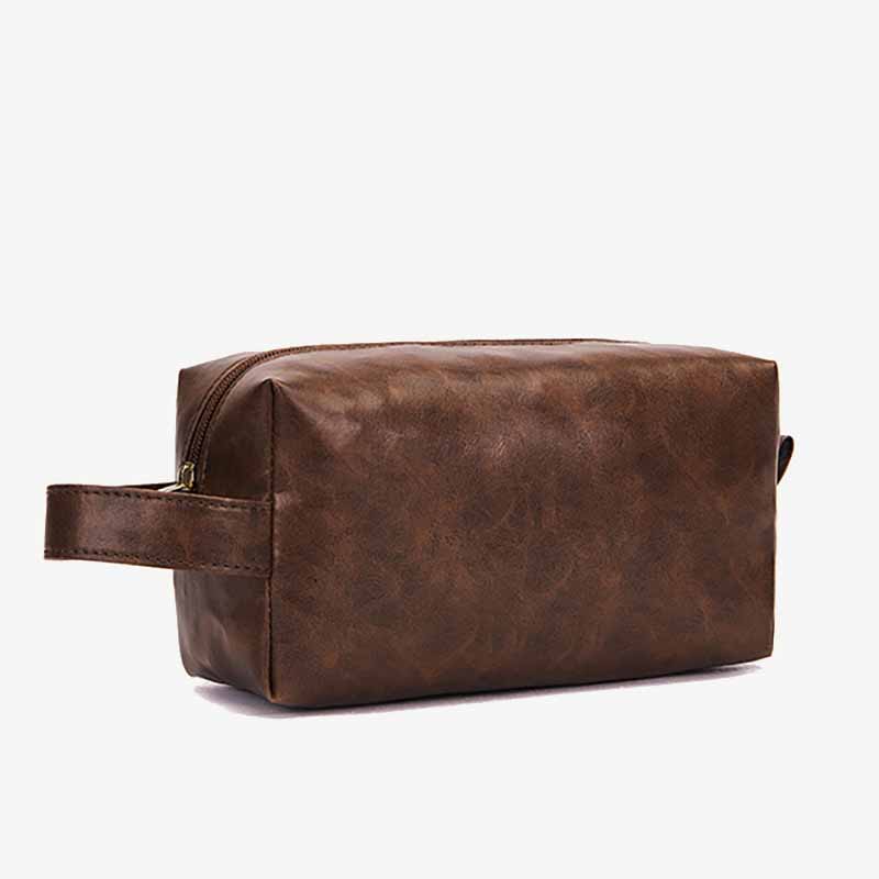 Kulturbeutel aus veganem Leder im Vintage-Stil, tragbare Reise-Make-up-Tasche für Damen