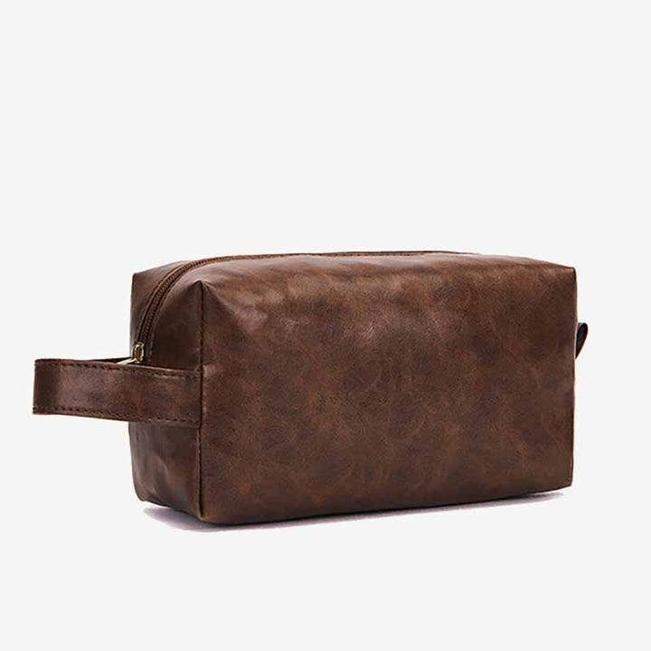 Kulturbeutel aus veganem Leder im Vintage-Stil, tragbare Reise-Make-up-Tasche für Damen