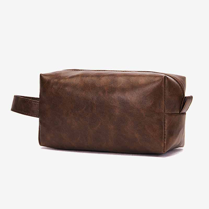 Kulturbeutel aus veganem Leder im Vintage-Stil, tragbare Reise-Make-up-Tasche für Damen