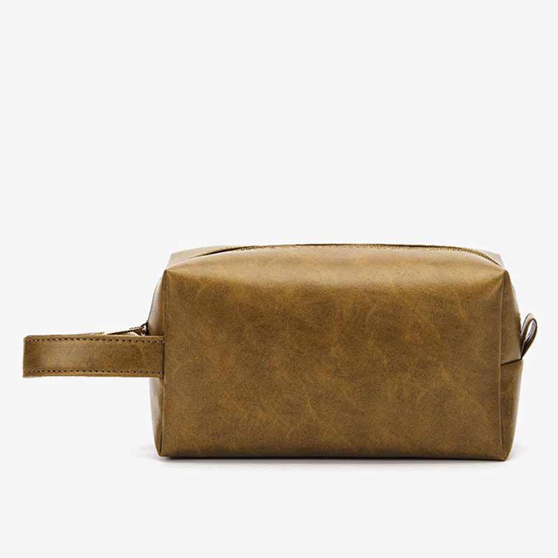 Kulturbeutel aus veganem Leder im Vintage-Stil, tragbare Reise-Make-up-Tasche für Damen