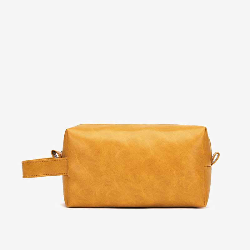 Kulturbeutel aus veganem Leder im Vintage-Stil, tragbare Reise-Make-up-Tasche für Damen