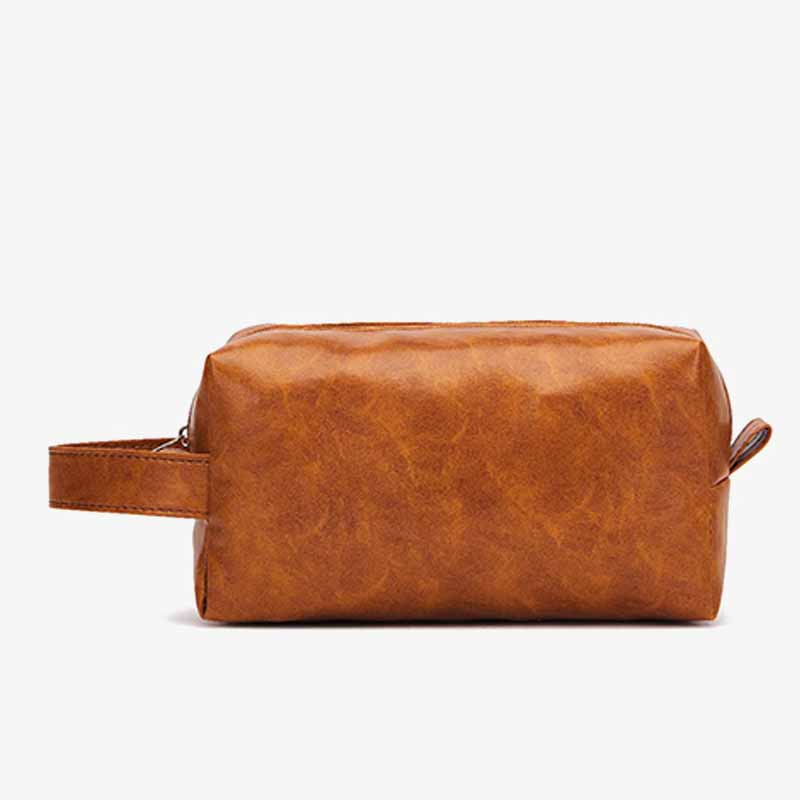 Kulturbeutel aus veganem Leder im Vintage-Stil, tragbare Reise-Make-up-Tasche für Damen