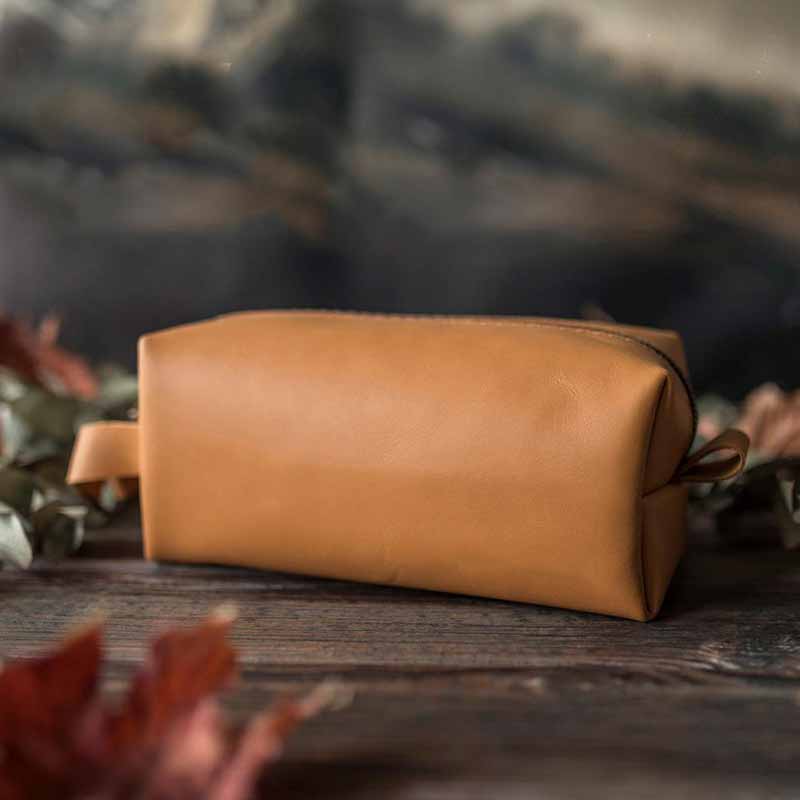 Kulturbeutel aus veganem Leder im Vintage-Stil, tragbare Reise-Make-up-Tasche für Damen