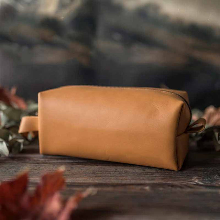 Kulturbeutel aus veganem Leder im Vintage-Stil, tragbare Reise-Make-up-Tasche für Damen